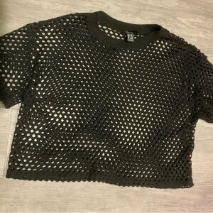 Black Mesh Cropped Top
